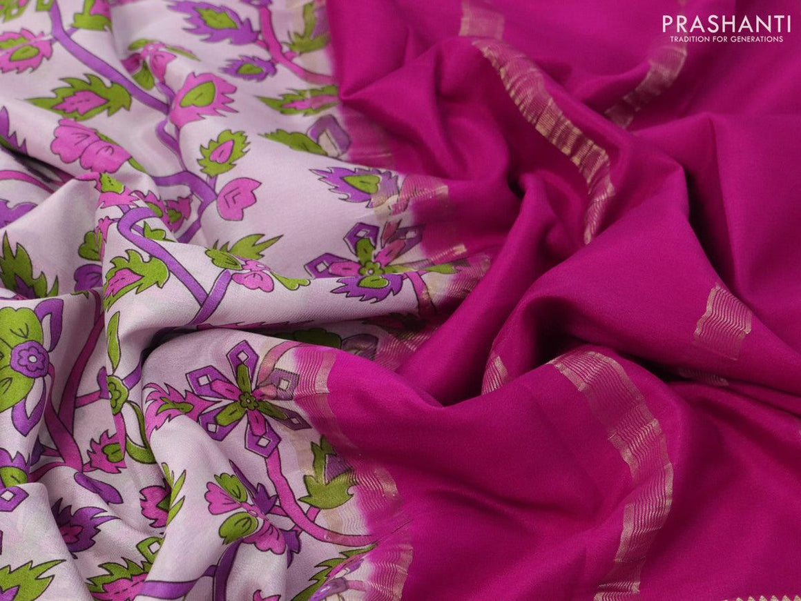 Printed crepe silk sraee pastel shade of pink and pink with allover prints and zari woven border - {{ collection.title }} by Prashanti Sarees
