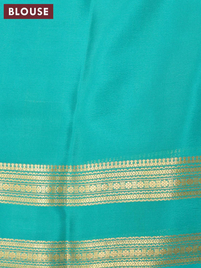 Printed crepe silk sraee peach pink shade and teal green with allover prints and rettapet zari woven border - {{ collection.title }} by Prashanti Sarees