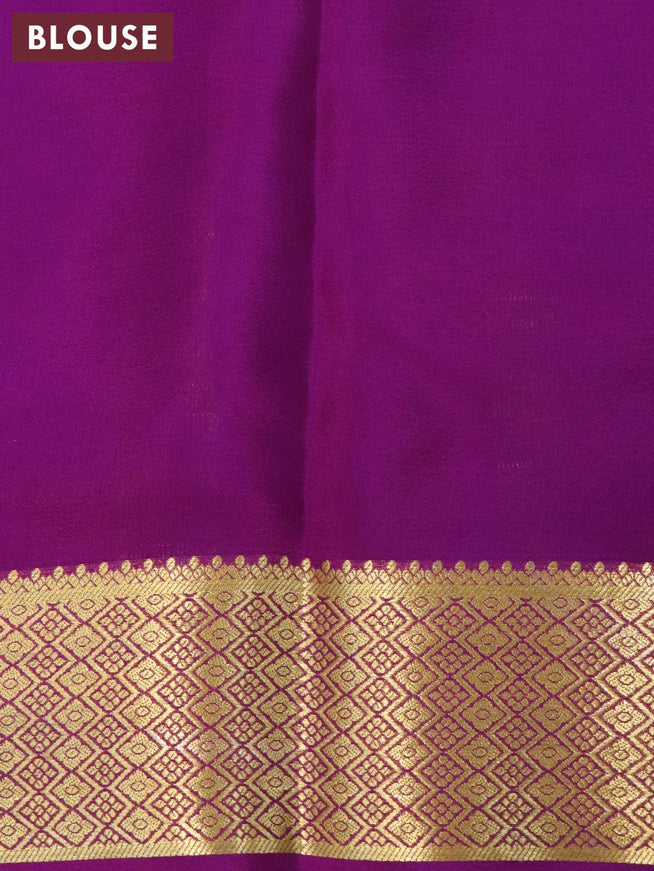 Printed crepe silk sraee sandal and purple with allover kalamkari prints and zari woven border - {{ collection.title }} by Prashanti Sarees