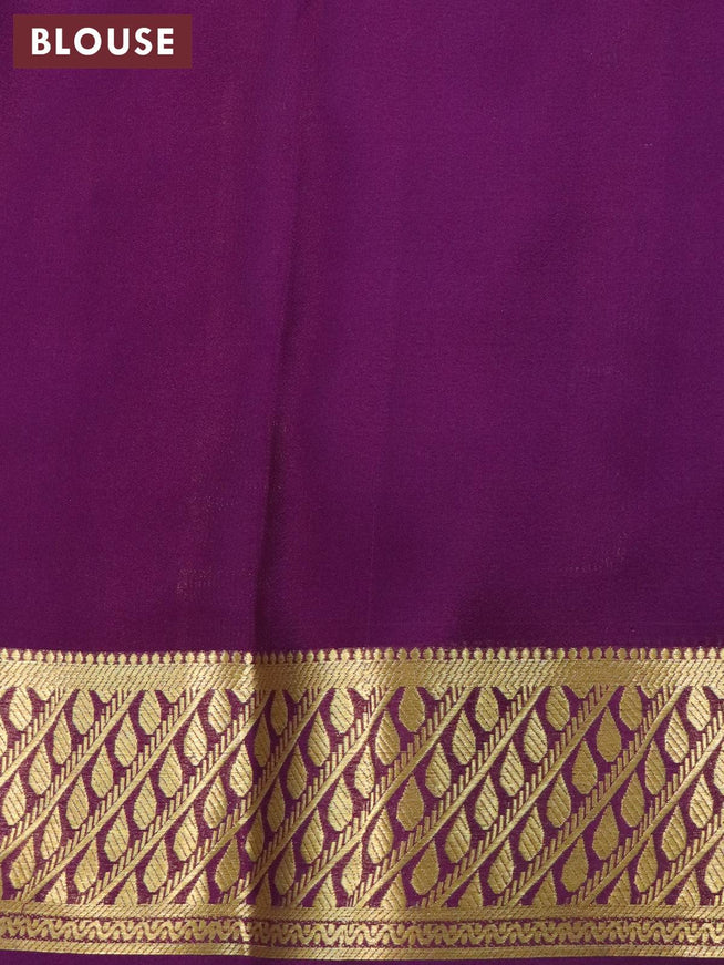 Printed crepe silk sraee teal green and purple with allover kalamkari prints and zari woven border - {{ collection.title }} by Prashanti Sarees