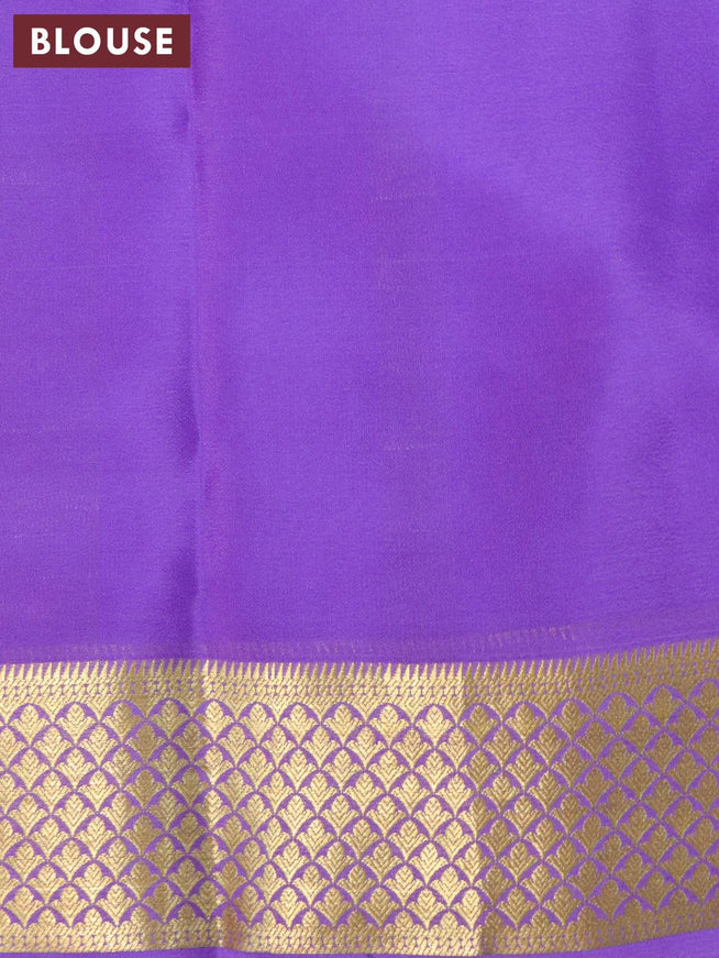 Printed crepe silk sraee yellow and lavender with allover kalamkari prints and zari woven border - {{ collection.title }} by Prashanti Sarees