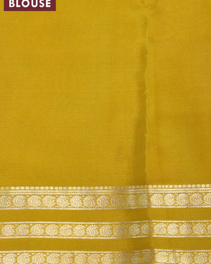 Printed crepe silk sraee yellow and mustard yellow with allover floral butta prints and zari woven border - {{ collection.title }} by Prashanti Sarees
