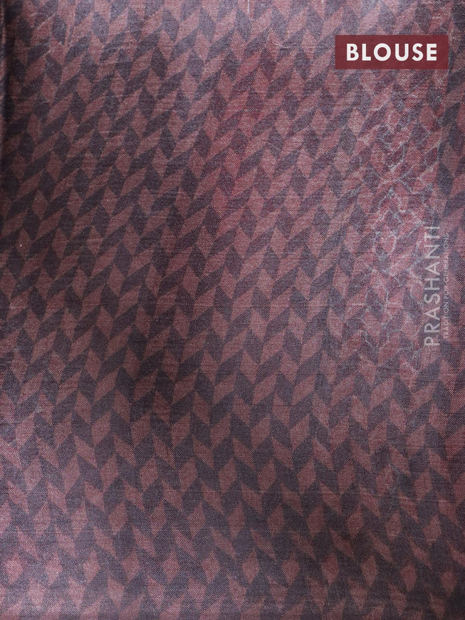 Printed silk saree brown and maroon with allover floral prints and printed border - {{ collection.title }} by Prashanti Sarees