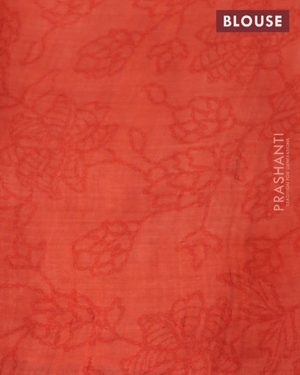 Printed silk saree brown and orange with allover prints and simple border - {{ collection.title }} by Prashanti Sarees