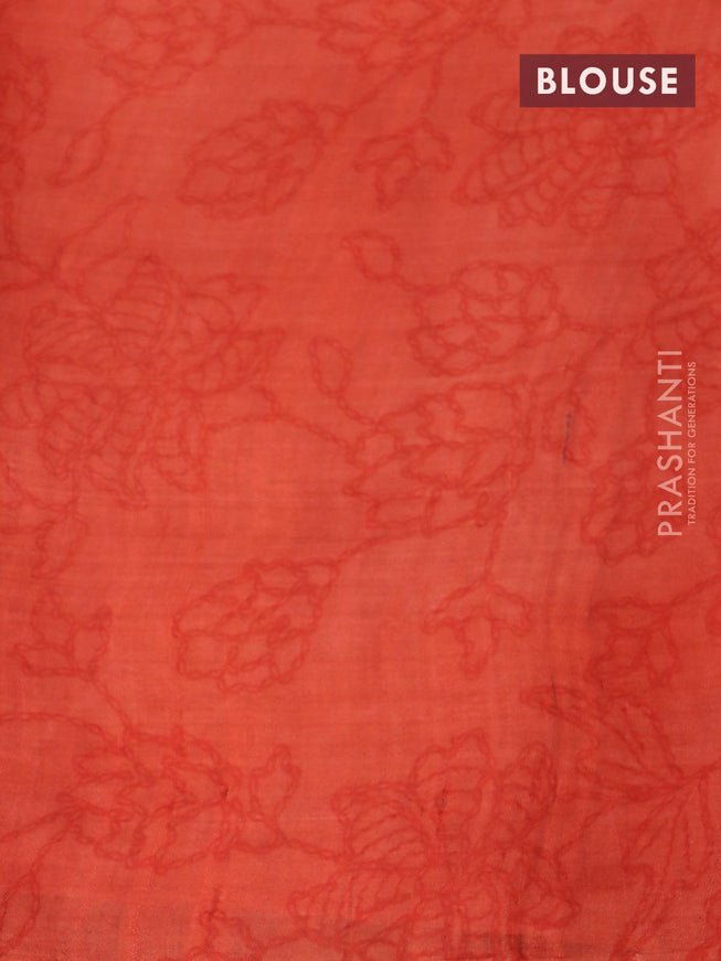 Printed silk saree brown and orange with allover prints and simple border - {{ collection.title }} by Prashanti Sarees