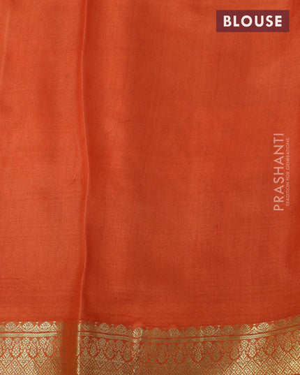 Printed silk saree brown and orange with allover prints and zari woven border - {{ collection.title }} by Prashanti Sarees
