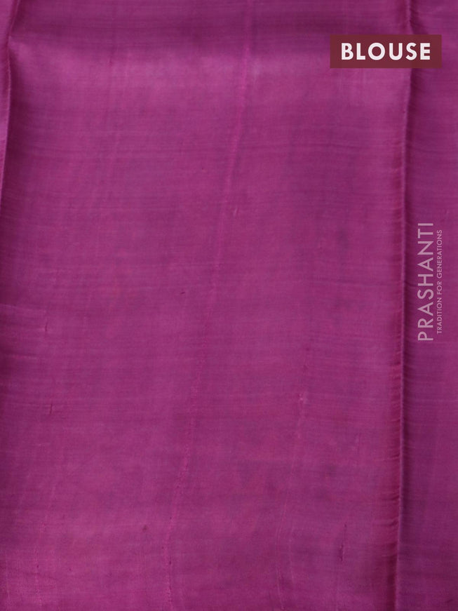Printed silk saree cream and purple with allover floral prints and simple border - {{ collection.title }} by Prashanti Sarees