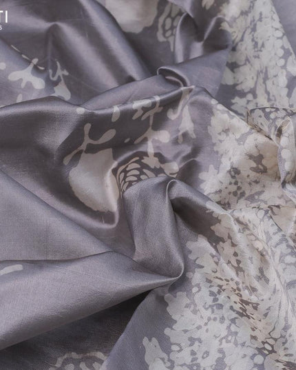 Printed silk saree grey shade with butta prints and printed border - {{ collection.title }} by Prashanti Sarees