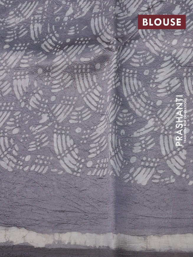 Printed silk saree grey shade with butta prints and printed border - {{ collection.title }} by Prashanti Sarees