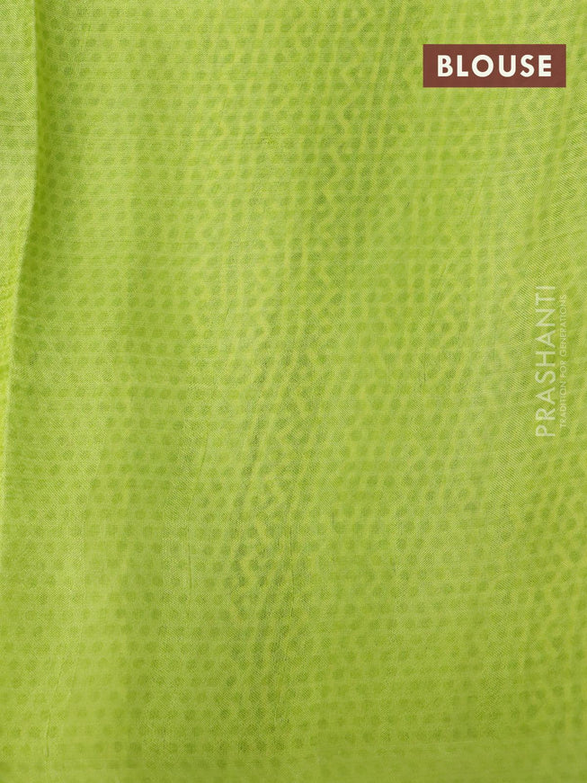Printed silk saree lime green and green with allover floral prints and floral printed simple border - {{ collection.title }} by Prashanti Sarees