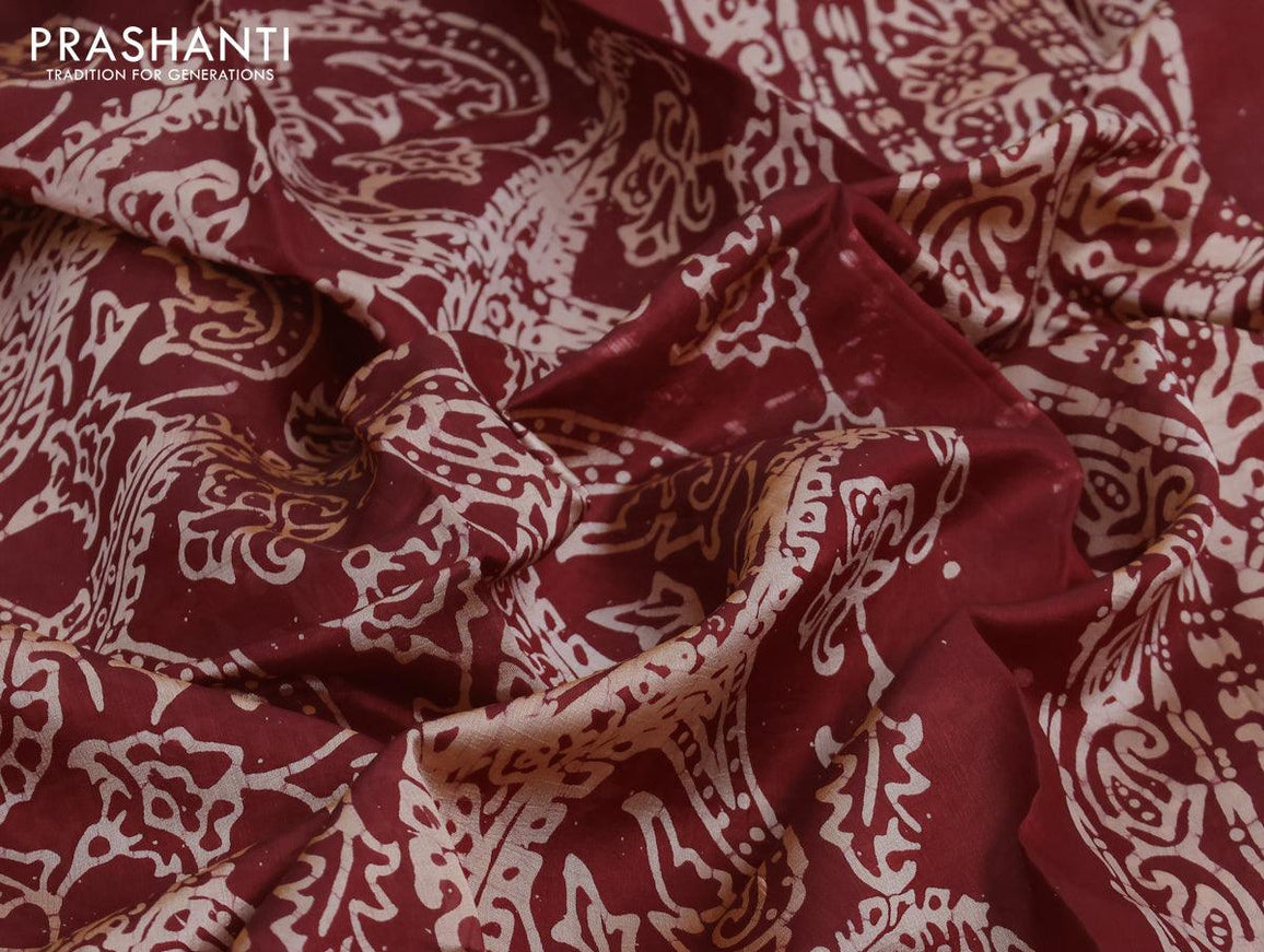 Printed silk saree maroon with allover paisley prints and printed border - {{ collection.title }} by Prashanti Sarees