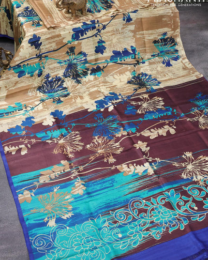 Printed silk saree multi colour and blue with allover prints and simple border - {{ collection.title }} by Prashanti Sarees