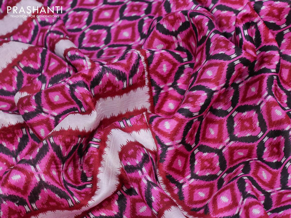 Printed silk saree multi colour with allover ikat prints and printed border - {{ collection.title }} by Prashanti Sarees