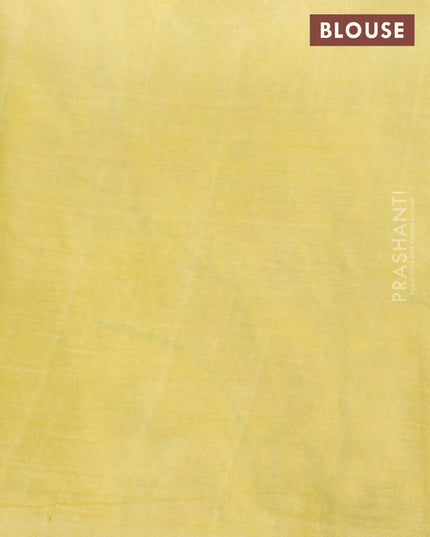 Printed silk saree pale yellow and dark mustard with allover prints and printed border - {{ collection.title }} by Prashanti Sarees