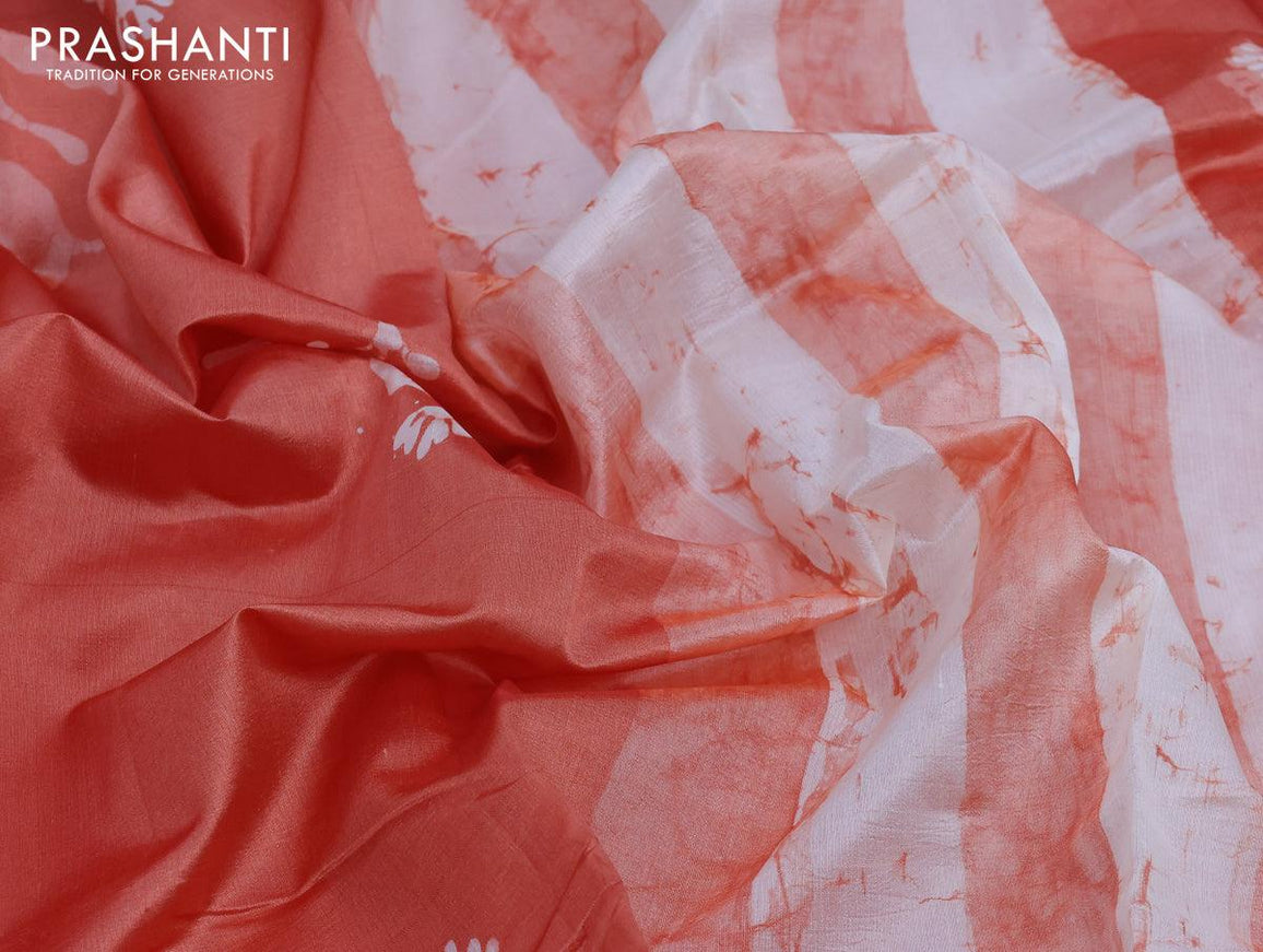 Printed silk saree peach shade with butta prints and printed border - {{ collection.title }} by Prashanti Sarees
