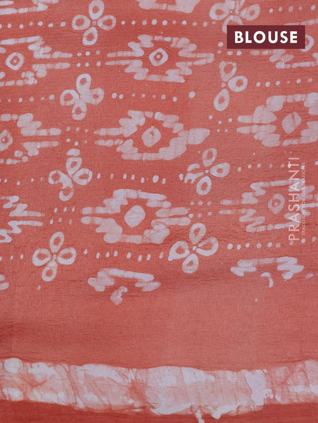 Printed silk saree peach shade with butta prints and printed border - {{ collection.title }} by Prashanti Sarees