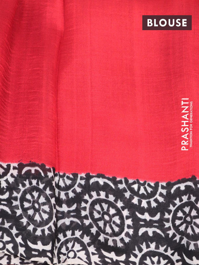 Printed silk saree red and mustard yellow off white with plain body and printed border - {{ collection.title }} by Prashanti Sarees