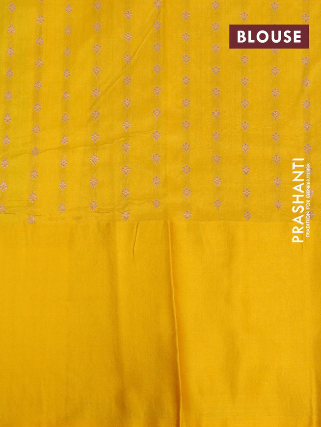 Pure banarasi katan silk saree green shade and yellow with zari woven buttas and zari woven border - {{ collection.title }} by Prashanti Sarees