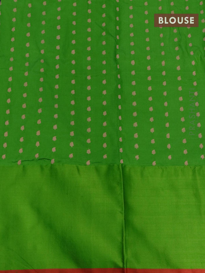 Pure banarasi katan silk saree violet and light green with zari woven buttas and floral zari woven border - {{ collection.title }} by Prashanti Sarees