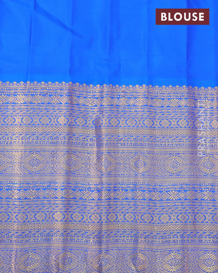 Pure gadwal silk saree dual shade of pink and cs blue with allover zari woven buttas and long rich zari woven border and Butta style - {{ collection.title }} by Prashanti Sarees