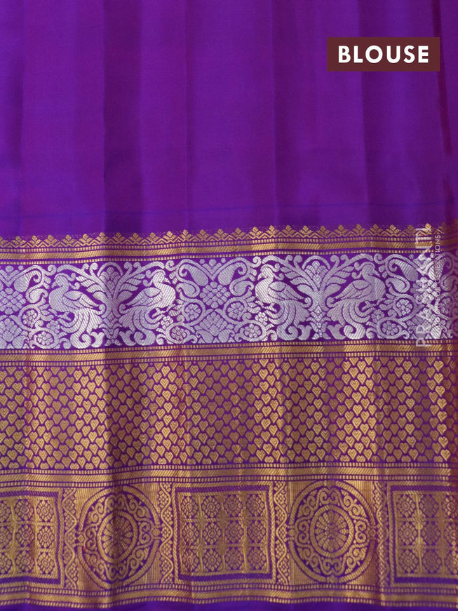Pure gadwal silk saree dual shade of pink and dual shade of violet with zari woven buttas and long zari woven border - {{ collection.title }} by Prashanti Sarees
