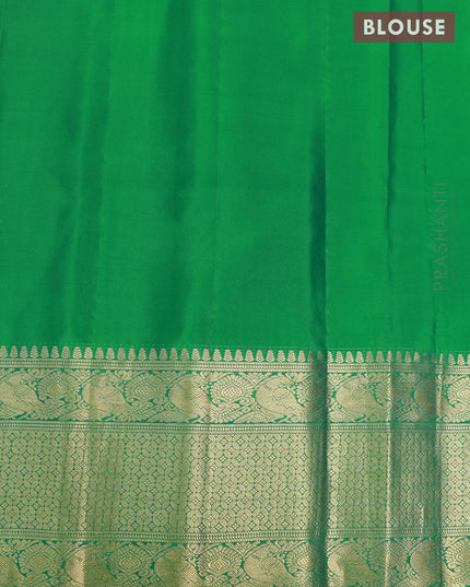 Pure gadwal silk saree dual shade of pink and green with allover zari woven buttas and annam zari woven border - {{ collection.title }} by Prashanti Sarees