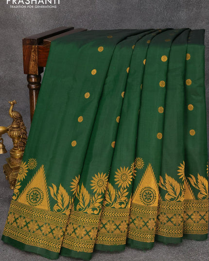 Pure gadwal silk saree green with allover zari woven buttas and rich zari woven border - {{ collection.title }} by Prashanti Sarees