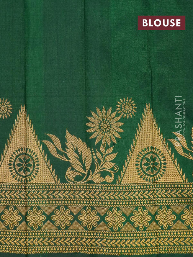 Pure gadwal silk saree green with allover zari woven buttas and rich zari woven border - {{ collection.title }} by Prashanti Sarees