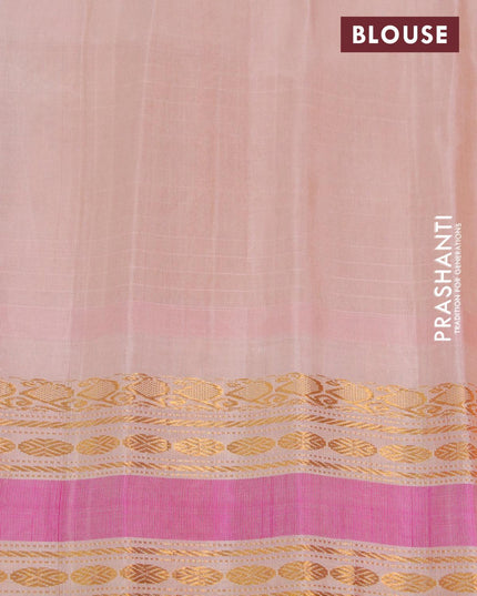 Pure gadwal silk saree light blue and sandal with allover checked & buttas and zari woven border - {{ collection.title }} by Prashanti Sarees