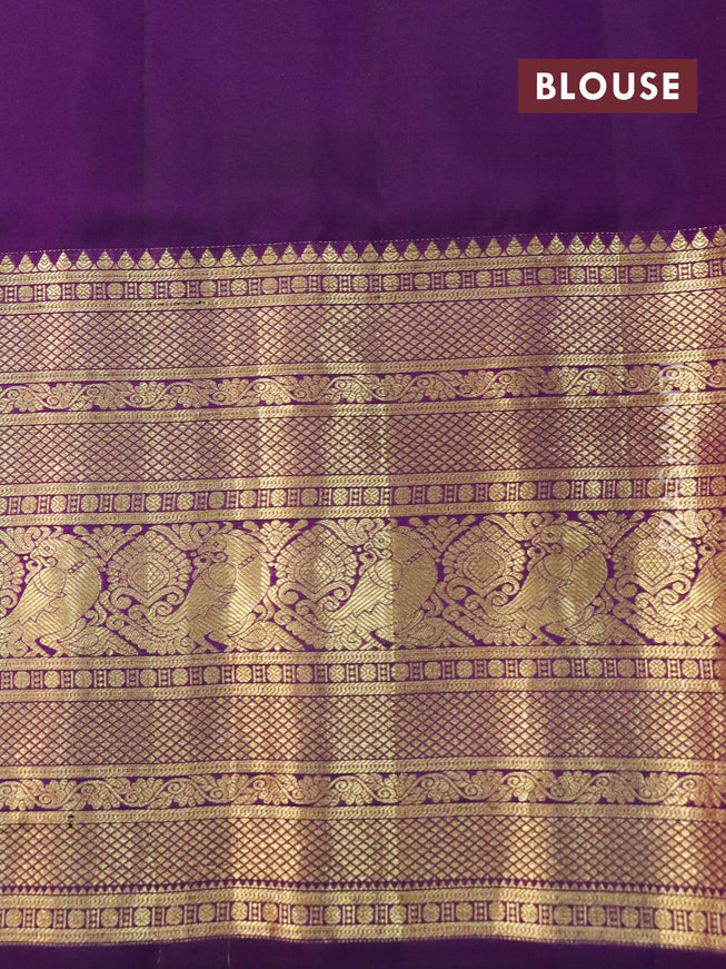 Pure gadwal silk saree light bluer and deep purple with zari woven buttas and temple design long annam zari woven border - {{ collection.title }} by Prashanti Sarees