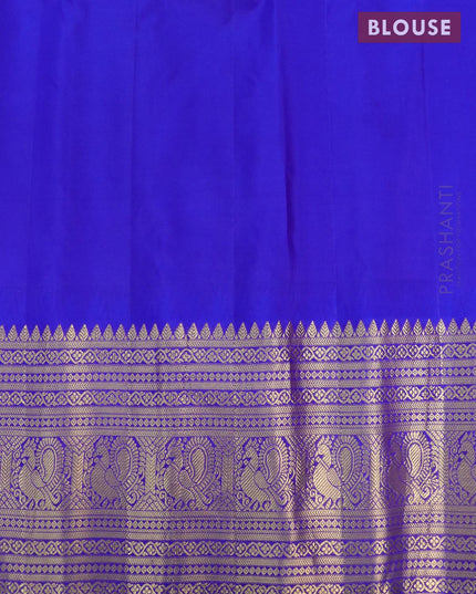 Pure gadwal silk saree light pink and royal blue with annam zari woven buttas and long annam zari woven border - {{ collection.title }} by Prashanti Sarees