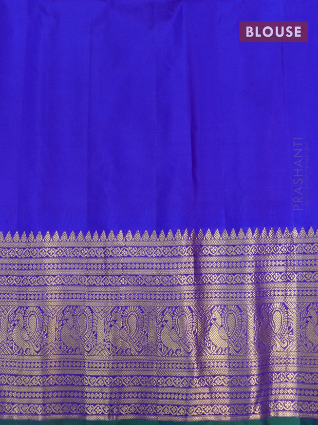 Pure gadwal silk saree light pink and royal blue with annam zari woven buttas and long annam zari woven border - {{ collection.title }} by Prashanti Sarees