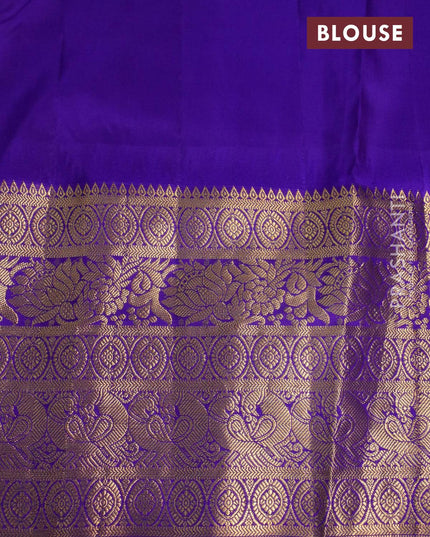 Pure gadwal silk saree pastel green and blue with annam zari woven buttas and temple design long zari woven border - {{ collection.title }} by Prashanti Sarees