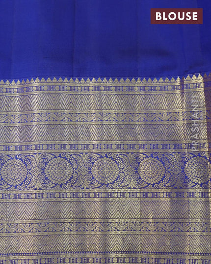 Pure gadwal silk saree pink and blue with allover zari woven buttas and temple design zari woven border - {{ collection.title }} by Prashanti Sarees