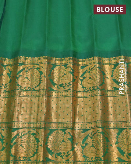 Pure gadwal silk saree pink and green with allover zari woven buttas and long rich annam zari woven border - {{ collection.title }} by Prashanti Sarees