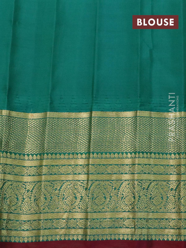 Pure gadwal silk saree pink shade and green with zari woven buttas and temple design zari woven border - {{ collection.title }} by Prashanti Sarees