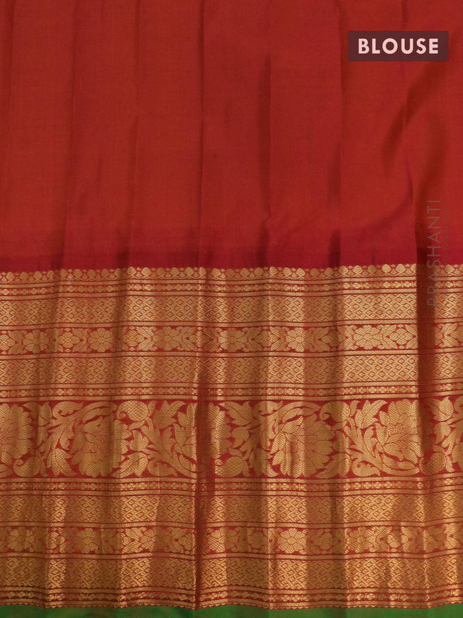 Pure gadwal silk saree royal blue and orange with allover zari woven foral buttas and long rich floral zari woven border - {{ collection.title }} by Prashanti Sarees