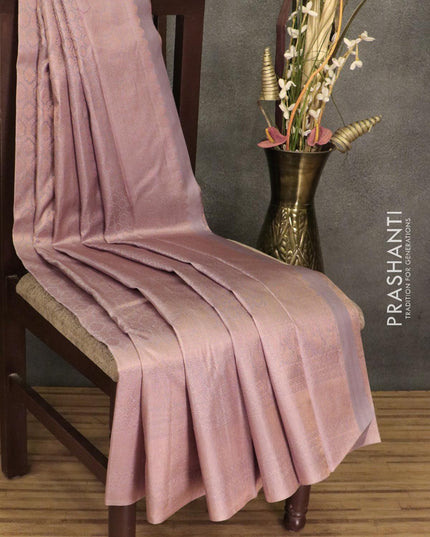 Pure Kanchivaram silk saree dual shade of grey with allover copper zari weaves and rich zari woven border - {{ collection.title }} by Prashanti Sarees