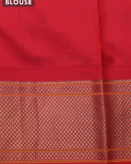 Pure kanjivaram silk saree beige and red with allover floral digital prints and zari woven border - {{ collection.title }} by Prashanti Sarees