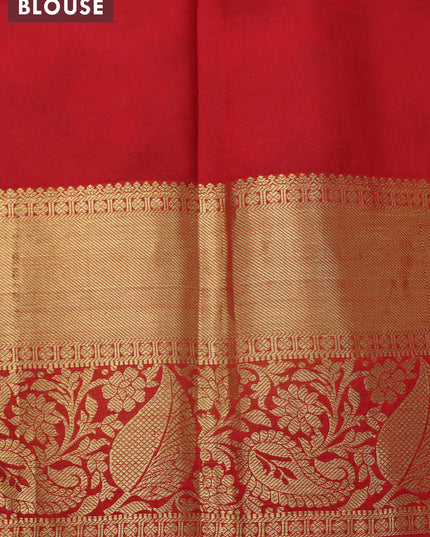 Pure kanjivaram silk saree black and red with allover kalamkari digital prints and zari woven border - {{ collection.title }} by Prashanti Sarees