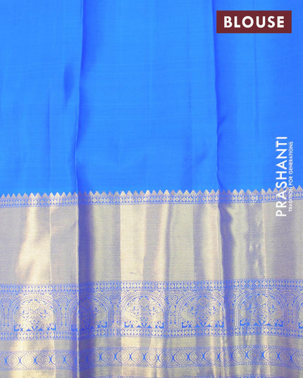 Pure kanjivaram silk saree blue and cs blue with allover zari weaves and long zari woven border - {{ collection.title }} by Prashanti Sarees