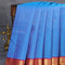 Pure kanjivaram silk saree blue and magenta pink with allover small zari checks & buttas and zari woven korvai border - {{ collection.title }} by Prashanti Sarees