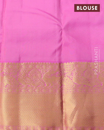 Pure kanjivaram silk saree blue and pink with zari woven buttas and long zari woven border - {{ collection.title }} by Prashanti Sarees
