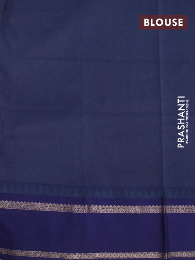 Pure kanjivaram silk saree blue shade and blue with allover floral digital prints and rettapet zari woven border - {{ collection.title }} by Prashanti Sarees
