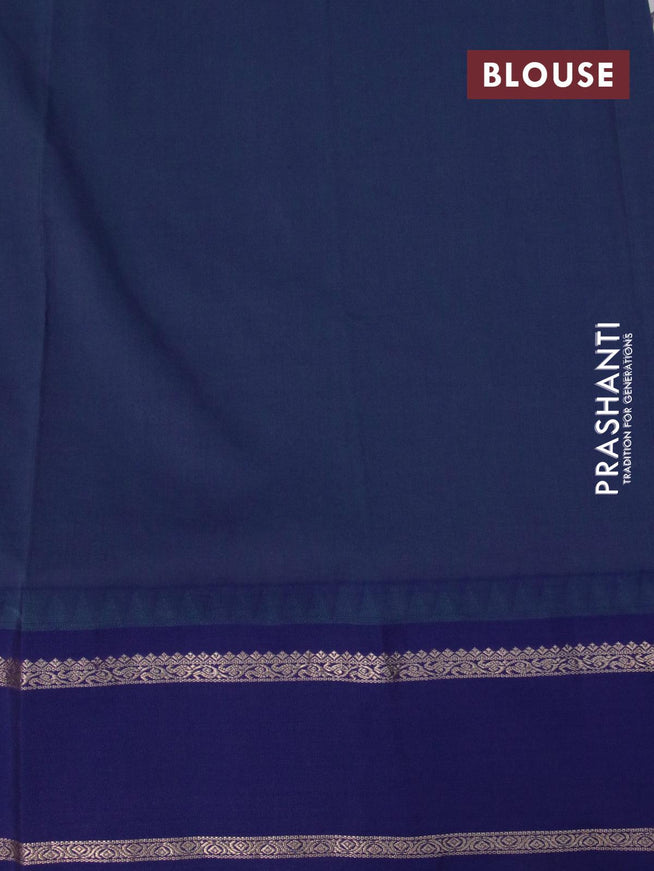 Pure kanjivaram silk saree blue shade with allover floral digital prints and rettapet zari woven border - {{ collection.title }} by Prashanti Sarees