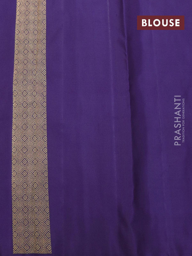 Pure kanjivaram silk saree blue with zari woven buttas and zari woven border - {{ collection.title }} by Prashanti Sarees