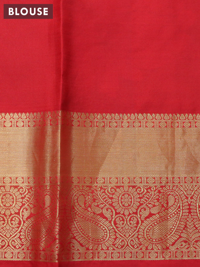 Pure kanjivaram silk saree brown and red with allover floral digital prints and zari woven border - {{ collection.title }} by Prashanti Sarees