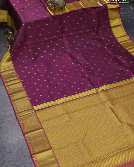 Pure kanjivaram silk saree dark magenta pink and pink with zari woven buttas and zari woven border - {{ collection.title }} by Prashanti Sarees