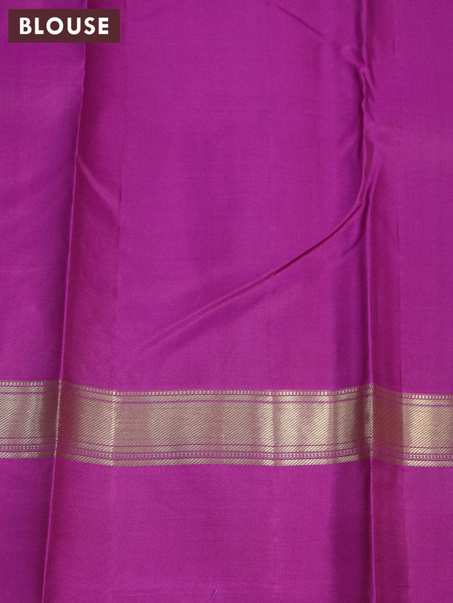 Pure kanjivaram silk saree deep purple and pink with plain body and zari woven simple border - {{ collection.title }} by Prashanti Sarees