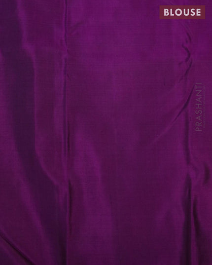 Pure kanjivaram silk saree deep purple with half & half style and long zari woven border - {{ collection.title }} by Prashanti Sarees